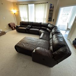 6-Piece Leather Reclining Sectional Sofa w/chaise