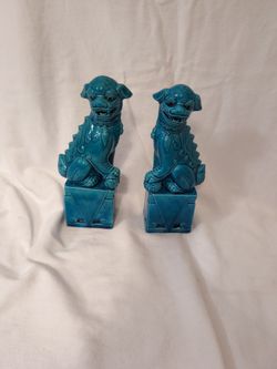 Turquoise Blue Foo Lion Dog Decorative Object, circa 1960s

