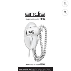 Andis Hang-Up Ionic 1600 Wall-Mounted Hair Dryer 