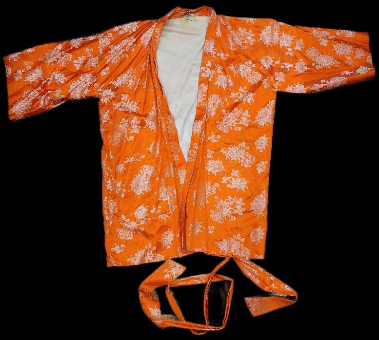 Orange Kimono Jacket Robe Vintage