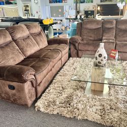 Overstock Sale😱Gorgeous Chocolate Two Piece Reclining Sofa+Love Seat Amazing Deal $999🔥