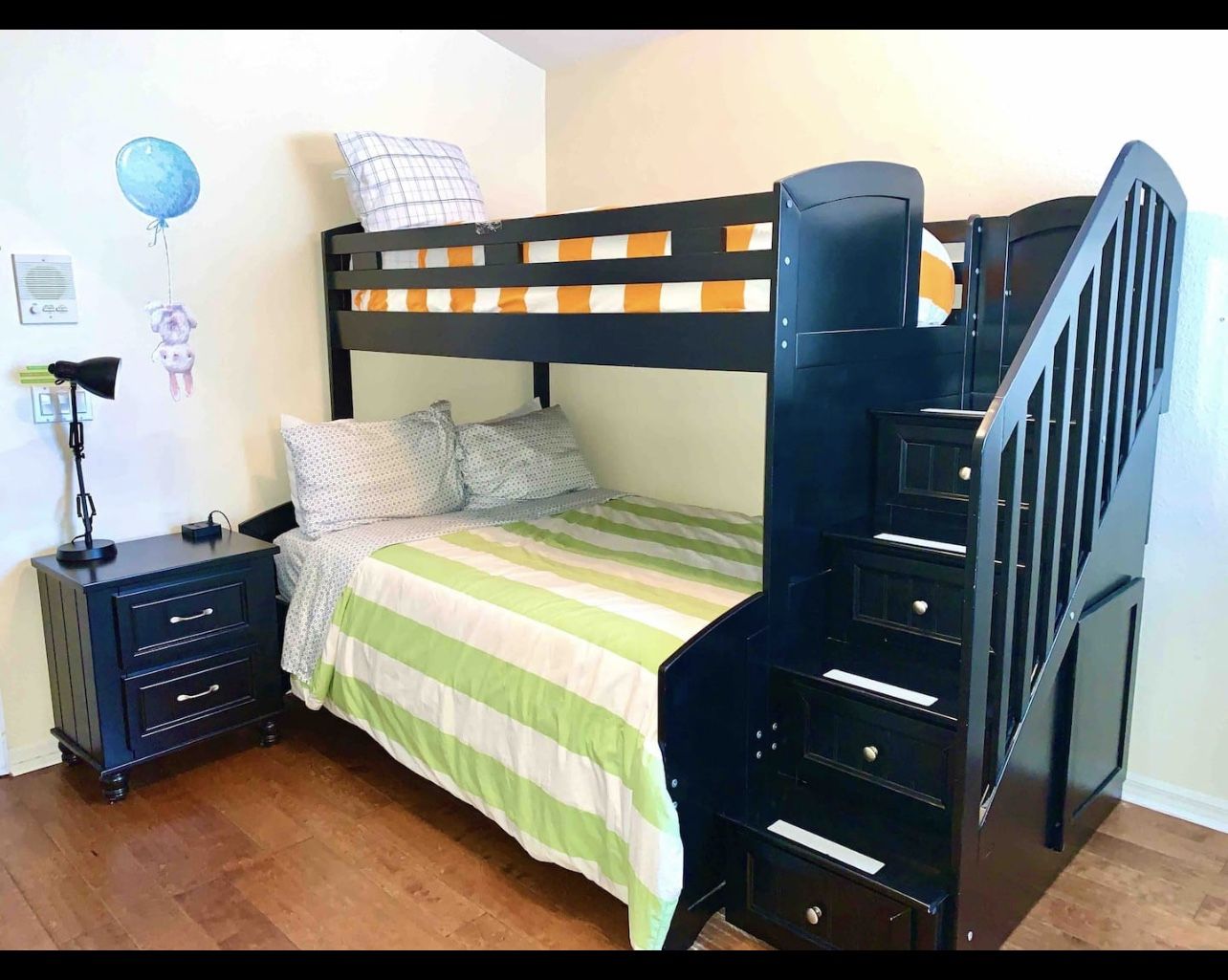 Kids Cottage Colors Black Twin/Full Step Bunk Bed 