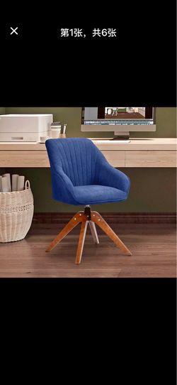 Navy Blue Swivel Accent Chair Modern Home Office Upholstered Armchair Wood Legs