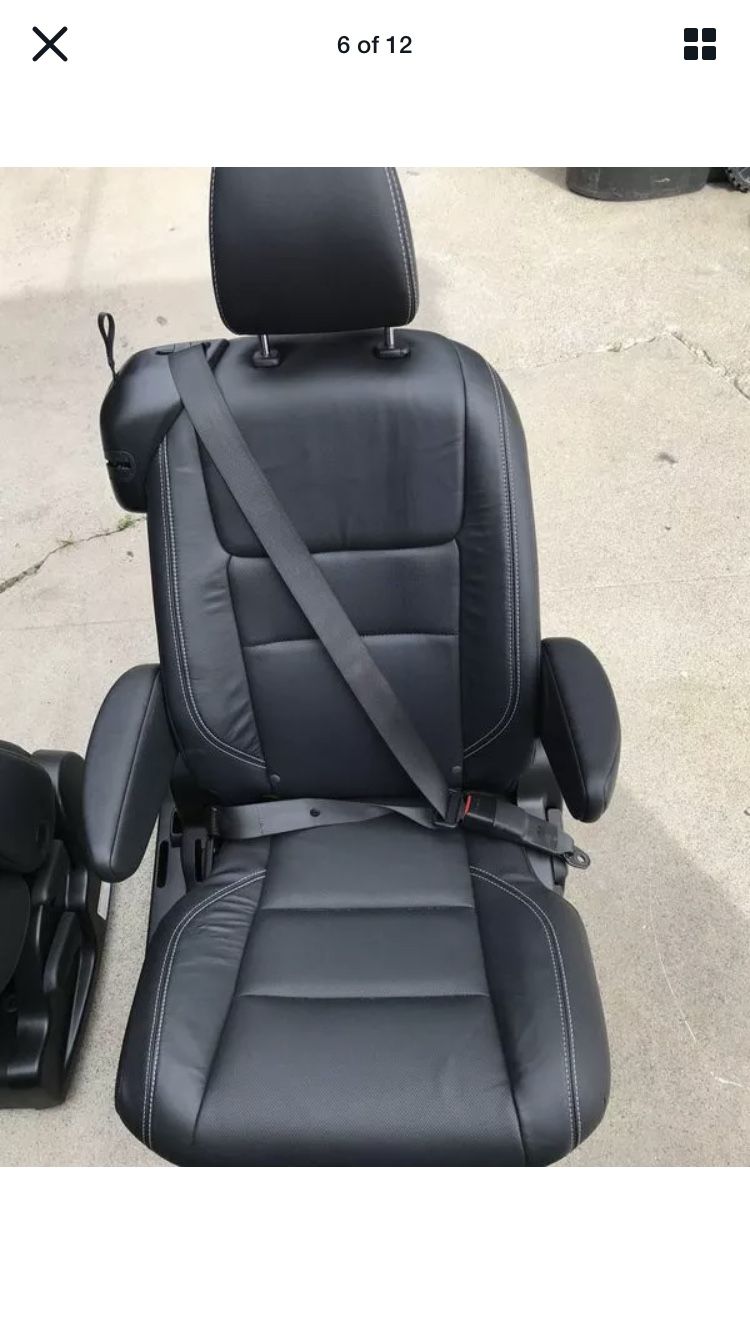 Black Leather Captain Seats For Sprinter Van, Transit, Econoline, Van