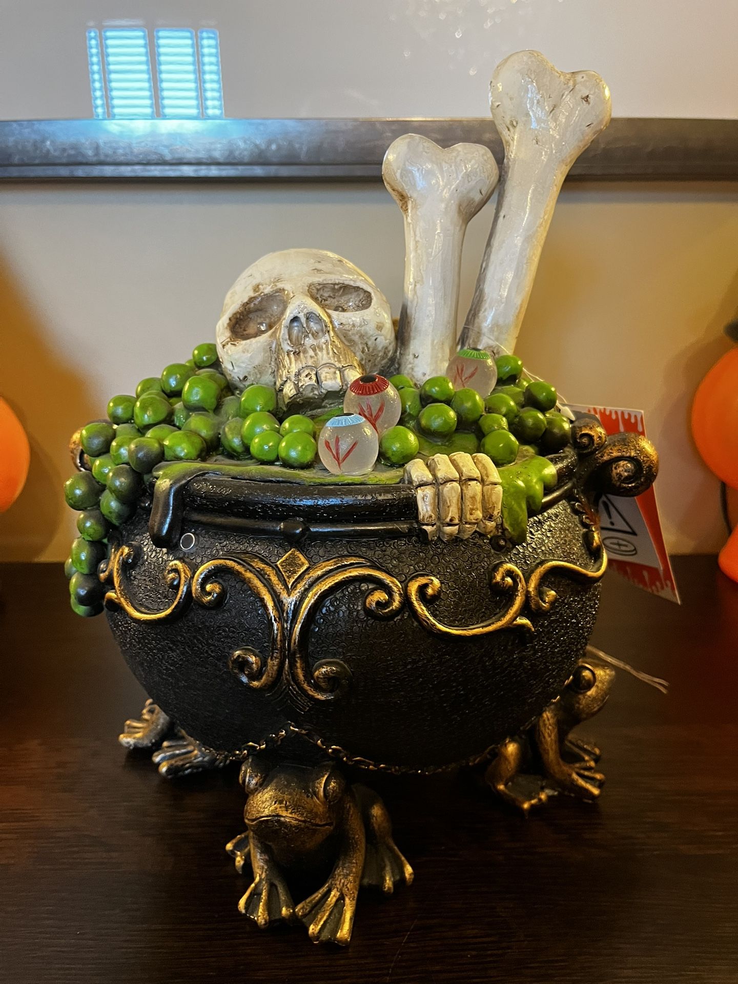 Halloween Skull Bones Witches Cauldron Sounds Flashing Eyeballs