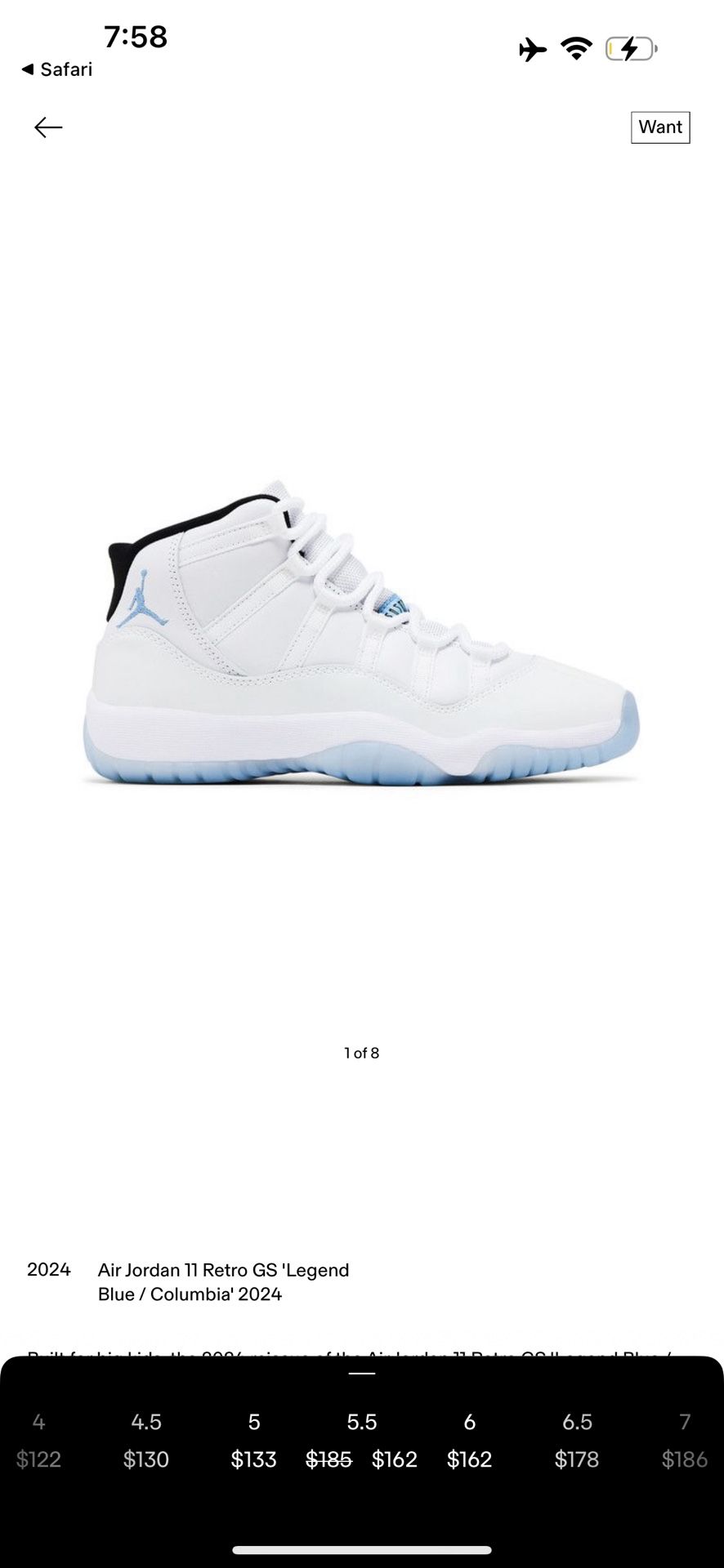 Jordan 12 Legend Blue US 10.5
