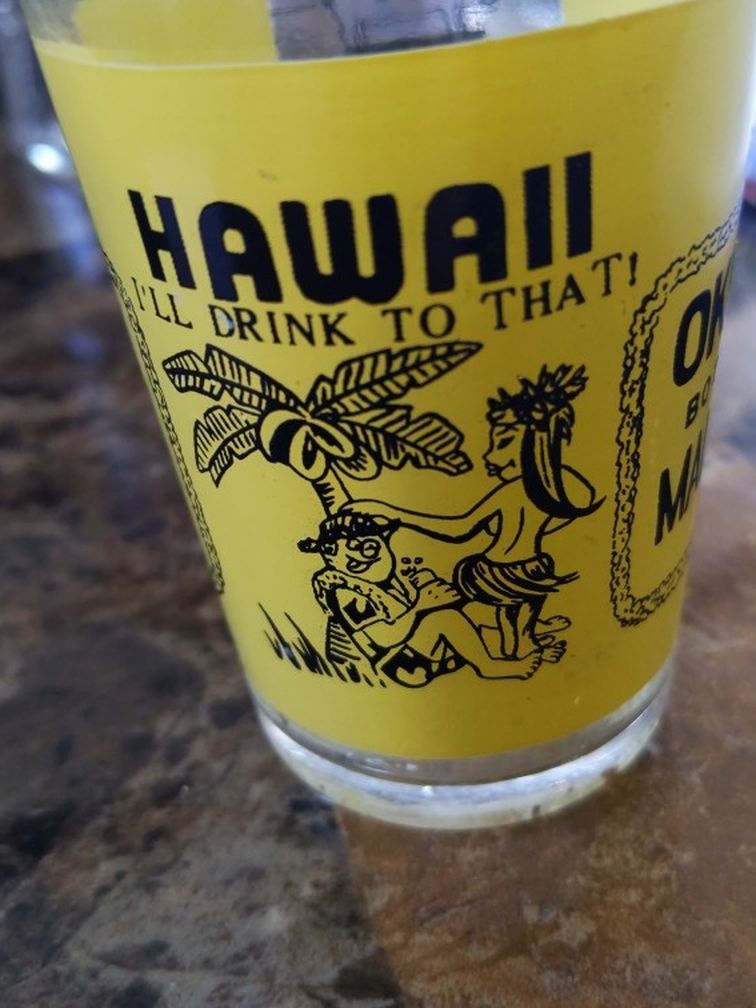 Vintage Hawaii "I'll Drink To That" Okole Bottoms Maluma Up Glass Jigger