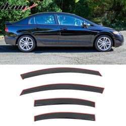 Fits 2006-2011 Honda Civic 4-Door Sedan Window Visors In-Channel Sun Rain Vent Guard