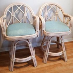 Bamboo Whitewashed Swivel Stools