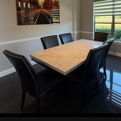 Dining Large Marble Table With 6 Chair