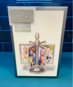 Vintage new in box Home Elements pewter motion revolving picture frame