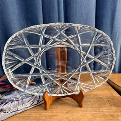Vintage German Crystal Hostess Tray • Roxborough Style Oval Serving Platter 15”