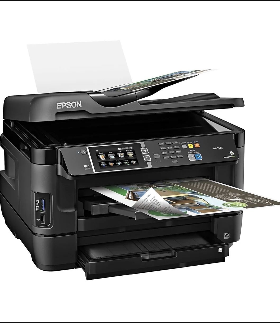 New Open Box Epson WorkForce WF-7620 Wireless Color All-in-One Inkjet Printer with Scanner & Copier, Black