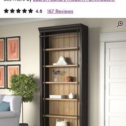 Brand New Aged Ebony Wood Bookcase