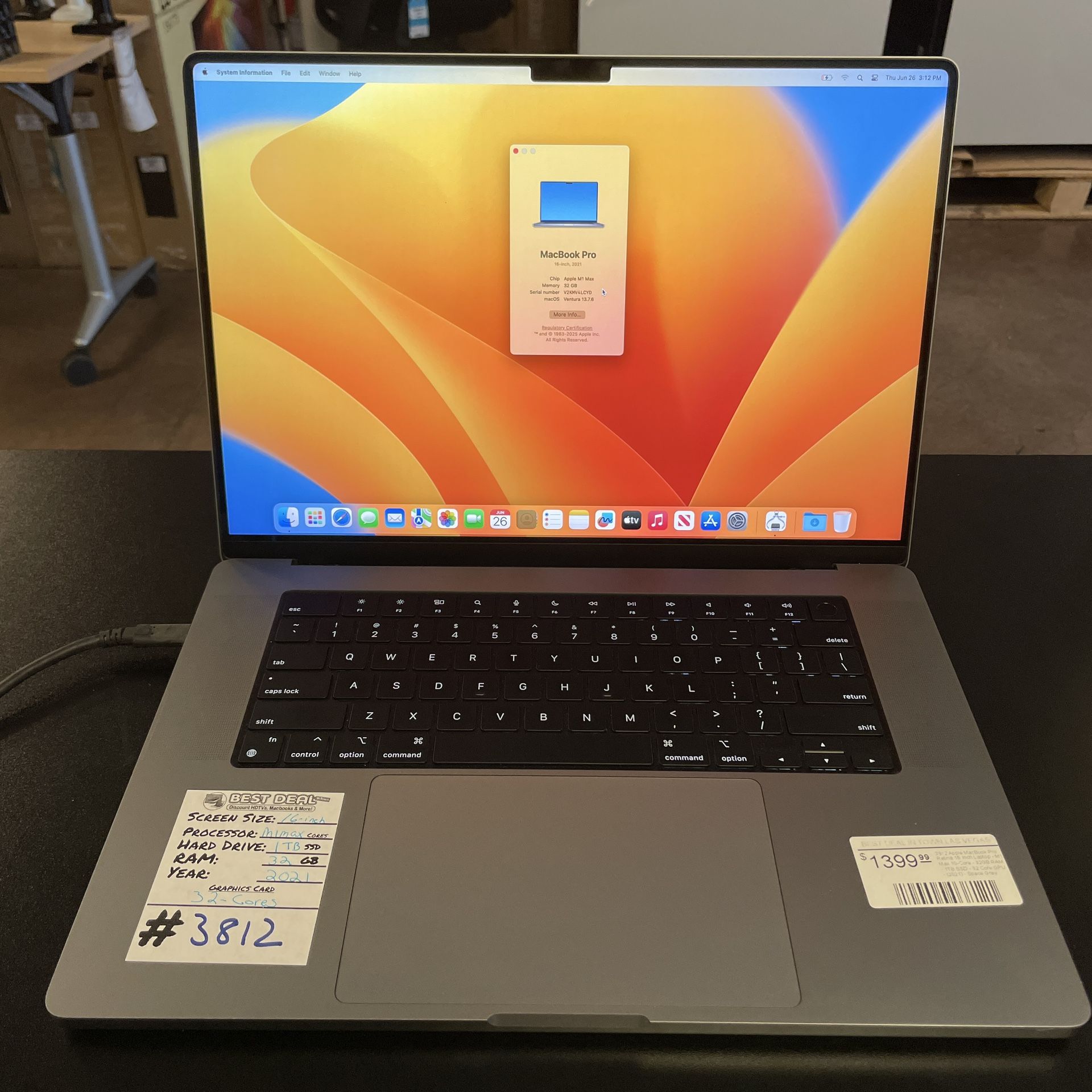 MacBook Pro 16” 2021 M1 Max 32GB RAM 1TB SSD Space Gray