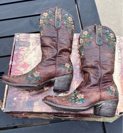Old Gringo Brass Sora Women’s Floral Leather Cowboy Boots Size 7.5