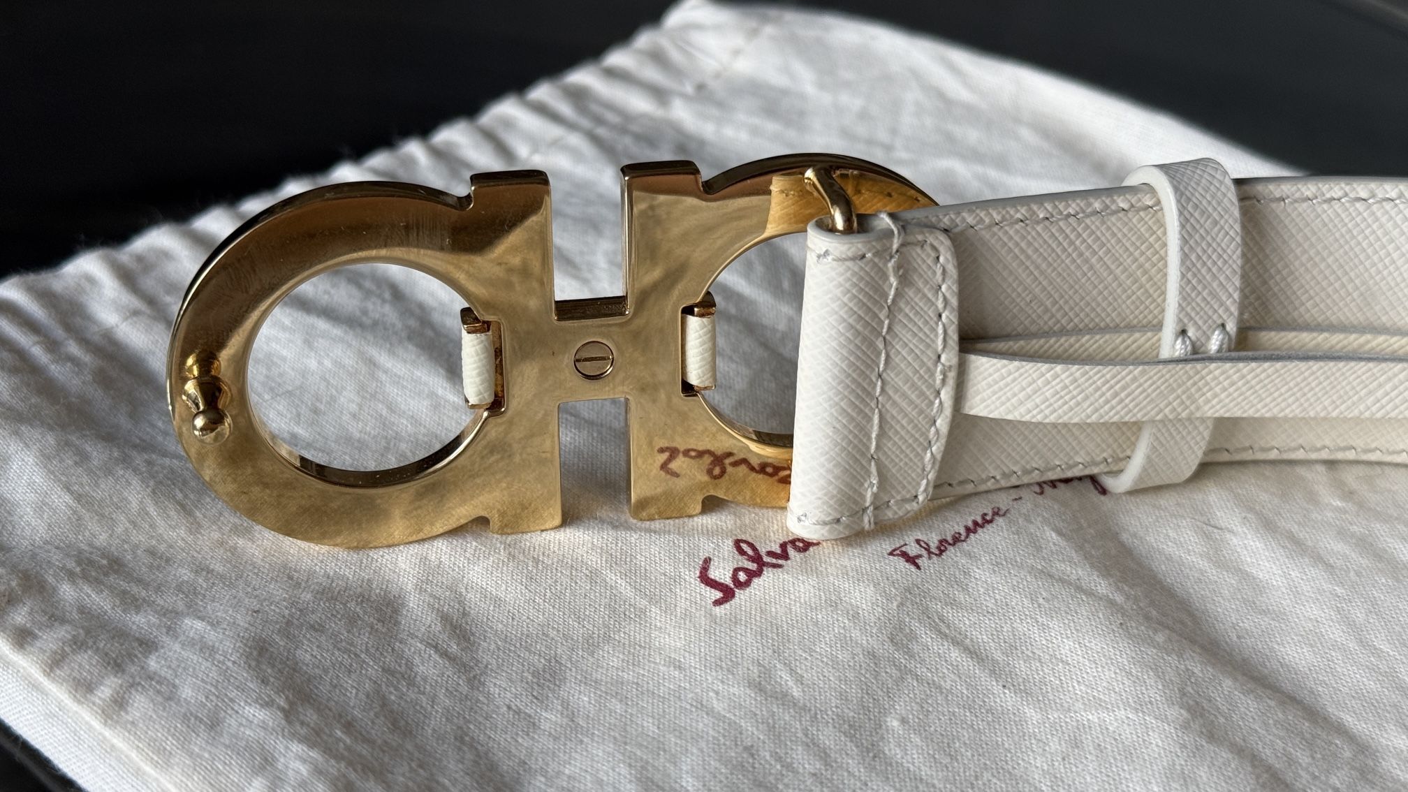 Salvatore Ferragamo Beige Tan Leather Belt with Signature Buckle silver size 40 Salvatore-Ferragamo-Reversible  main image 2