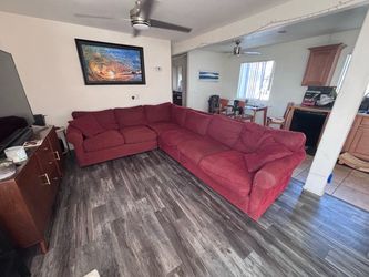 Red feather Crate and Barrel couch