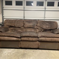Brown Suede Recliner Couch