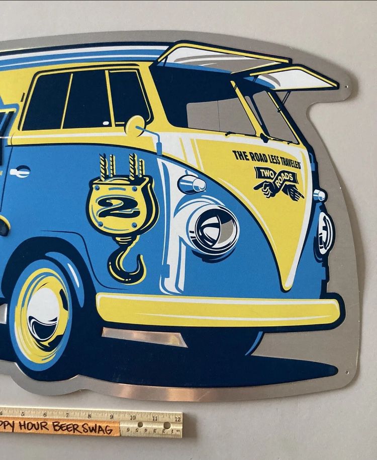 🔥 Rare Mint Two Roads Brewing Volkswagen VW Bus Metal Beer Bar Tin Sign  Bug 