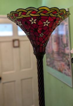 Tiffany-Style Stained Glass Torchiere Floor Lamp