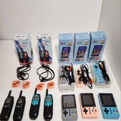 Portable Retro Handheld Game Console & Rechargeable Walkie Talkies
