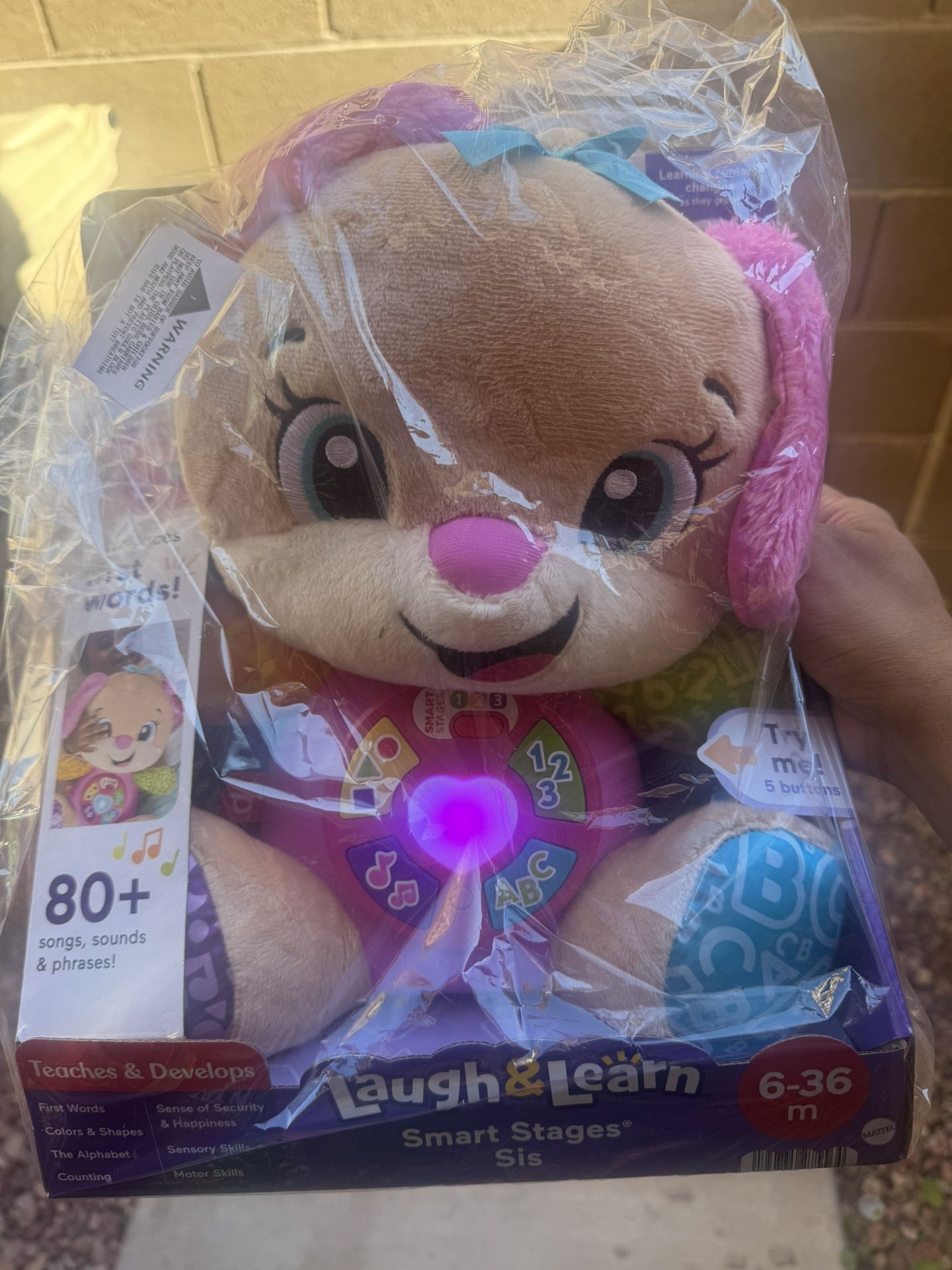 Fisher-Price Baby Learning Toy Laugh & Learn Smart Stages Sis Pink Musical Plush