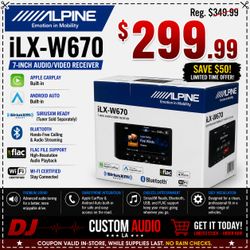 Alpine ILX-W670 Double Din Touchscreen Stereo USB Apple Carplay Android Auto Bluetooth USB Am Fm Radio 🚨 Payment Options Available 🚨 No Credit Neede