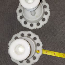 2MILK GLASS VASE/CANDLE HOLDER
