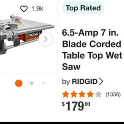6.5-Amp 7 in. Blade Corded Table Top Wet Tile Saw NEW IN BOX
