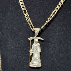 Santa Muerte Pendant With Chain