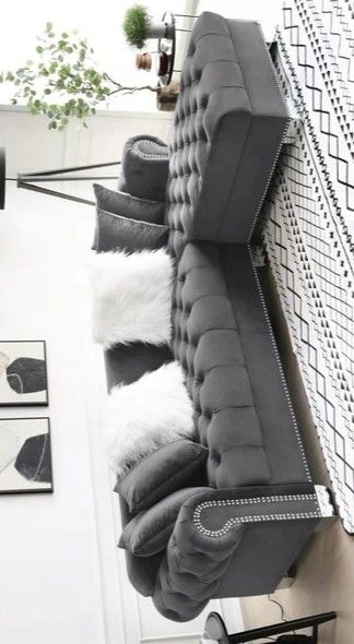 SAME DAY DELIVERY🚚BRAND NEW GRAY VELVET RAF SECTIONAL SOFA, COUCH ☆ 39 DOWN PAYMENT.