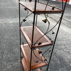 4-Tier Metal and Cane Shelf
