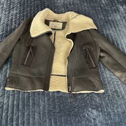 River Island genuine leather and fur jacket 