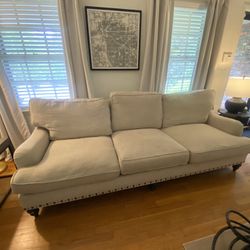 Broyhill Brand Cream 94 Inch Sofa 