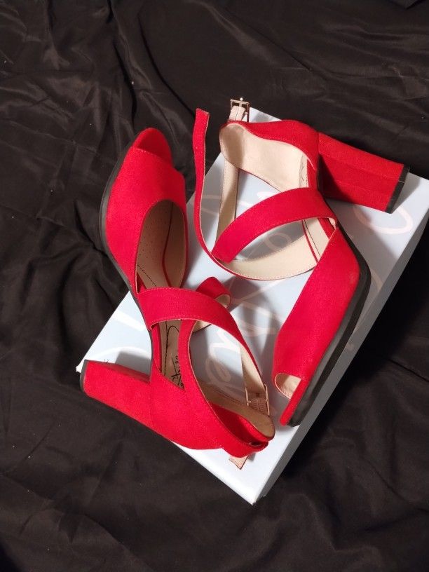 Suede Red Heels
