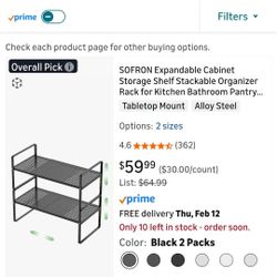 Cabinet Storage Shelf Stackable Heavy Duty