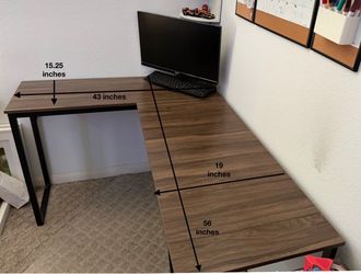 L-Shaped Wood and Metal Desk