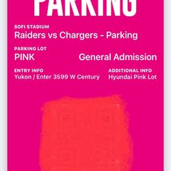 Raiders Vs Chargers Tailgate Pass Pink Lot 