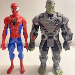Marvel Avengers Endgame Titan Hero Series Hulk 12" Action Figure (Hasbro, 2018) And Spider Man 