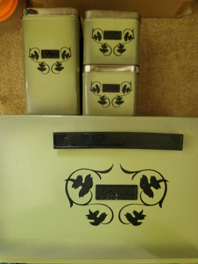 Vintage Avocado Kitchen Canister Set Rare Canadian
