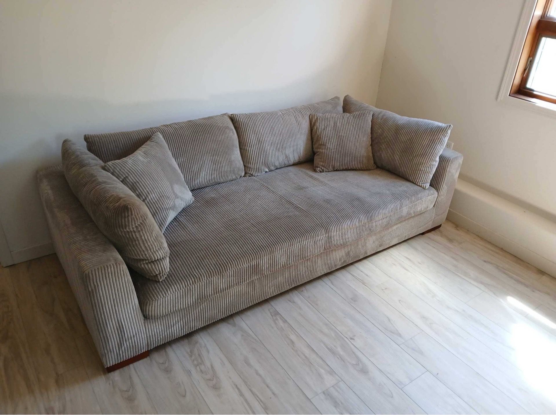 Taupe Corduroy bench couch