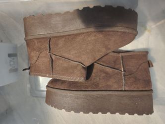 Brown Suede Platform Mini Boots