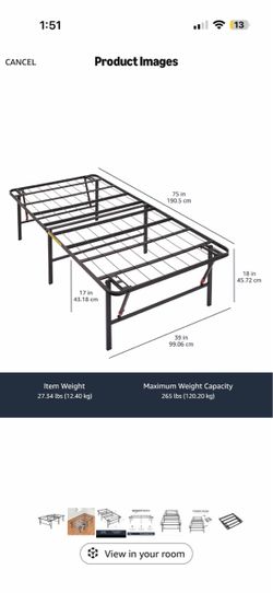 Amazon Basics Foldable Metal Platform Bed Frame Twin