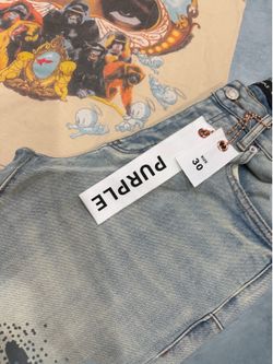 Saint Michael Bape Tee With Purple Jeans