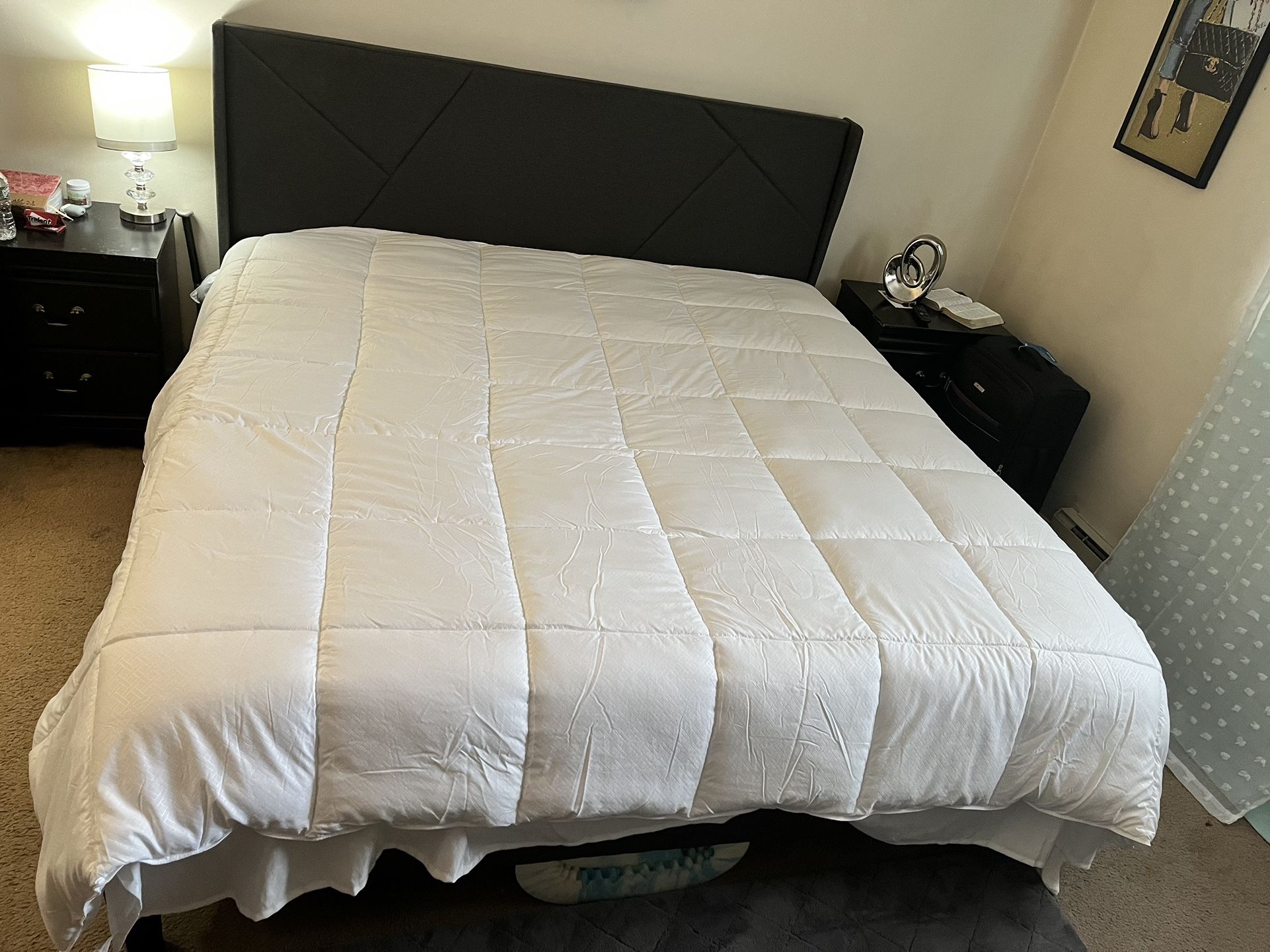 Brand, New King Size Bed , Living Room Used, 3 Coffee Table Used Living Room Gray Colors Modern The Set It’s For Sale 1,500