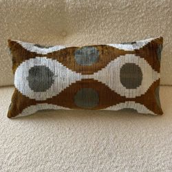 CB2 Cerco Copper Turkish Silk Lumbar Pillow with Feather Insert