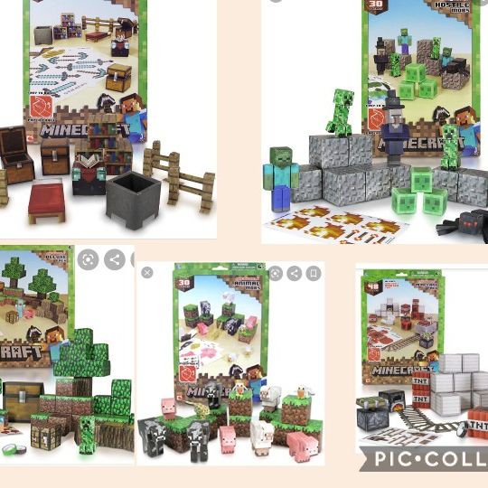 Minecraft Papercraft Animal Mobs Set (Over 30 Pieces) New – Toy