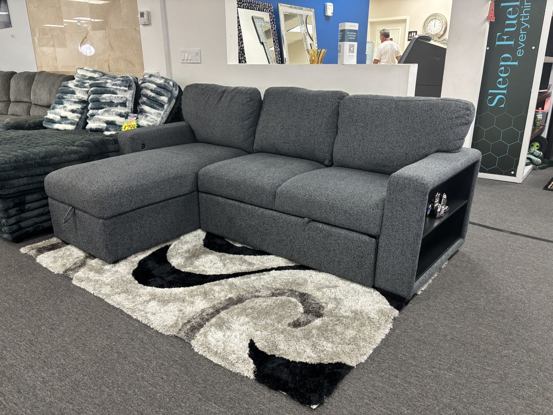 Gray Sleeper Sectional Sofa For Sale (Brand New) 40%off 