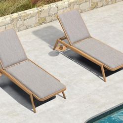 PURPLE LEAF Chaise Lounge Outdoor Chairs with Cushion Aluminum Pool Side Sun Lounges Adjustable Reclining Patio Set Pack of 2 Teak